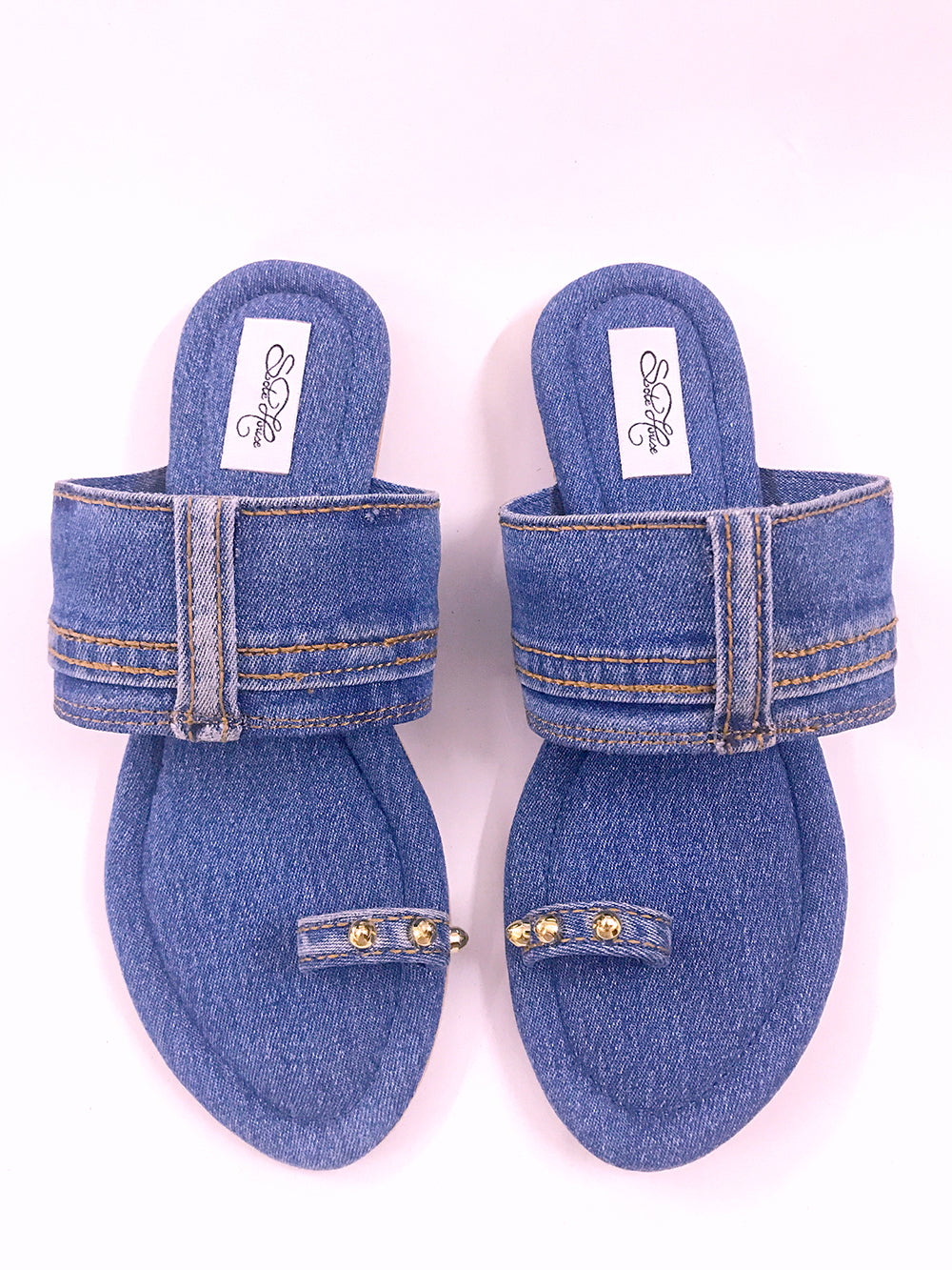 Blue Leather Kolhapuri Flats