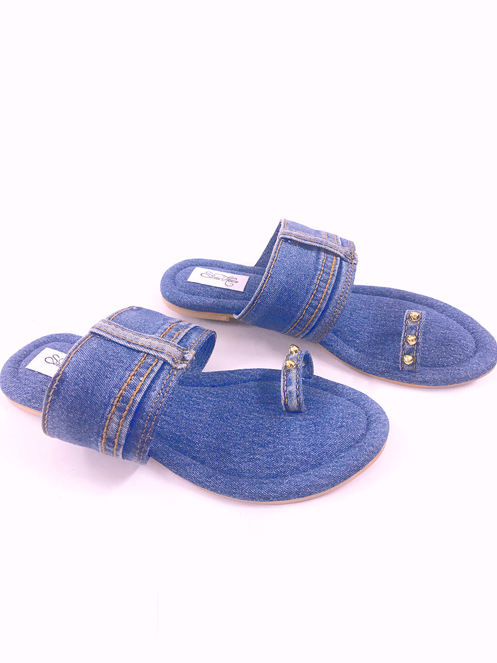 Blue Leather Kolhapuri Flats