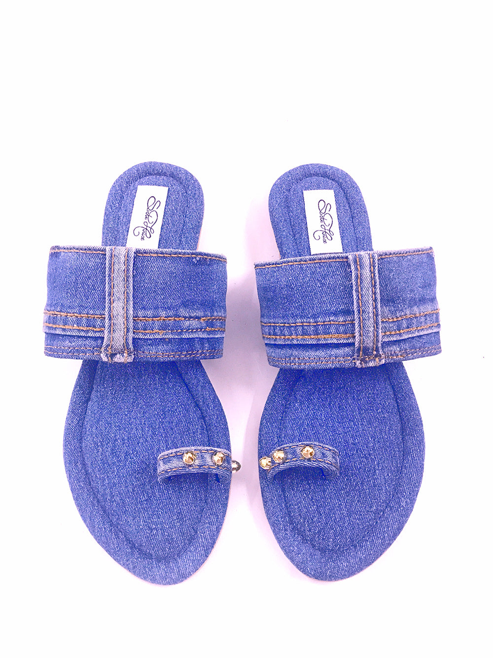 Blue Leather Kolhapuri Flats