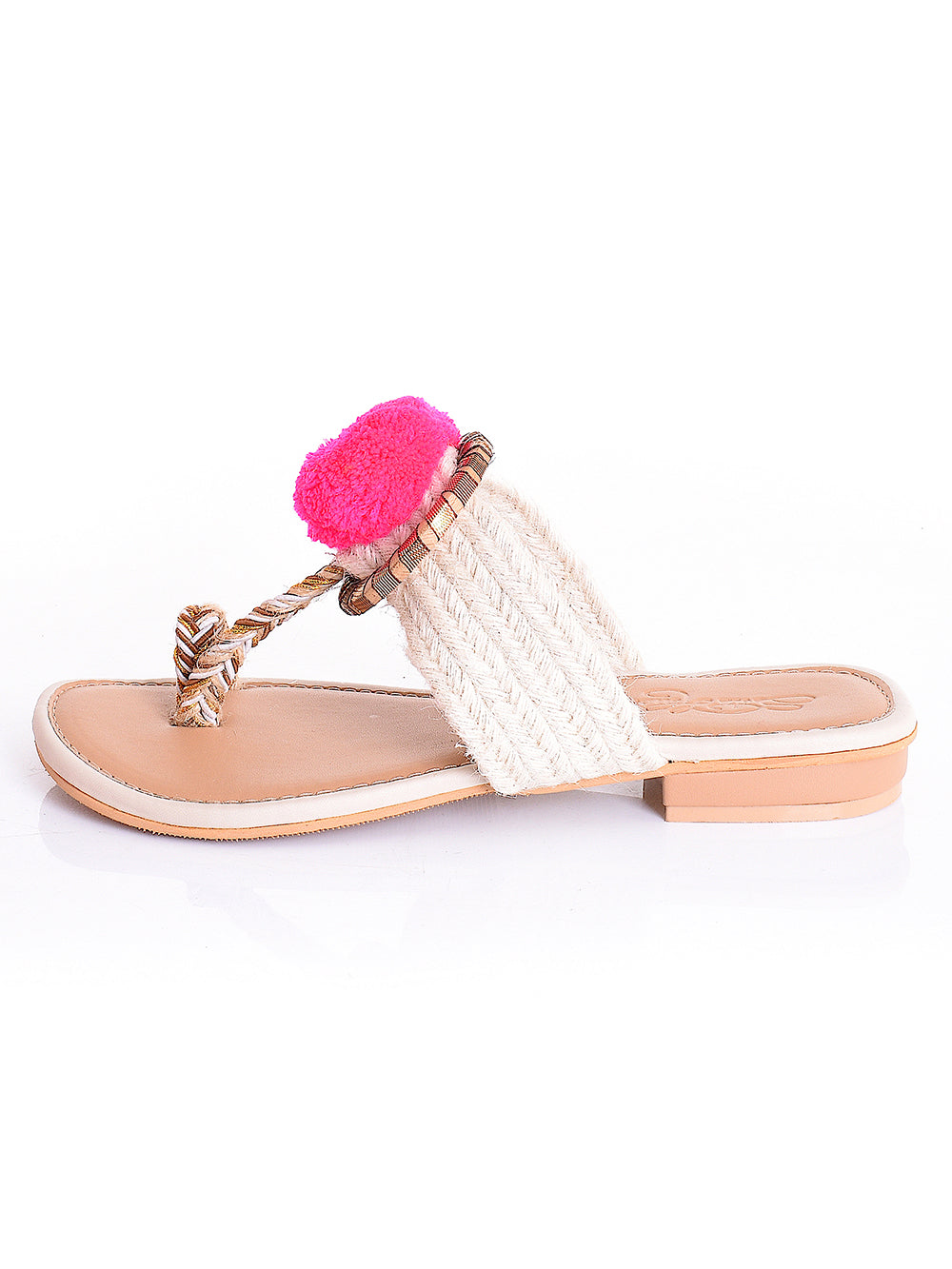 Beige Vegan Leather Flats