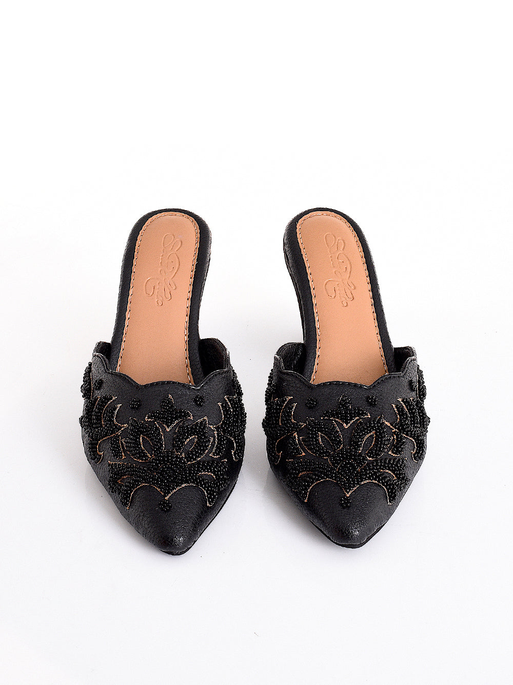 Black Vegan Leather Block Heel