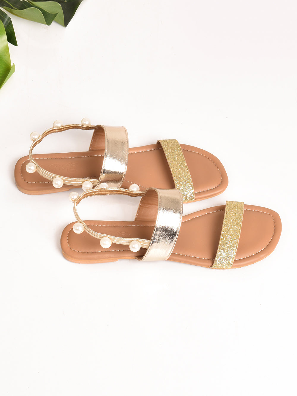 Golden Vegan Leather Flats