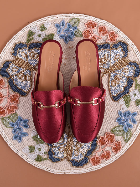 Maroon Vegan Leather Loafers