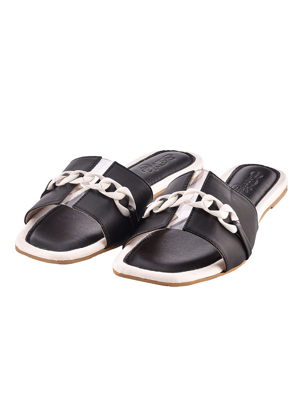Black & White Vegan Leather Flats