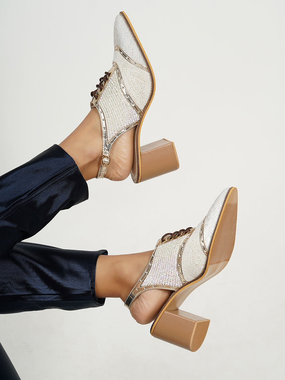 White Vegan Leather Mules Boots