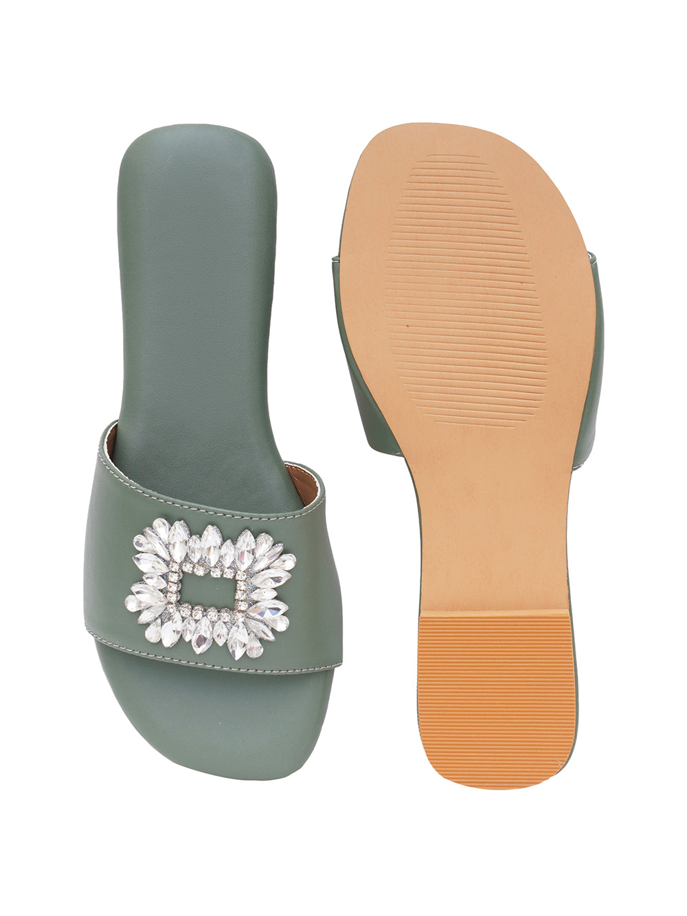 Olive Green Vegan Leather Flats