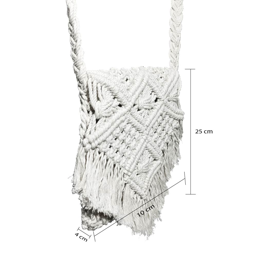 White Macrame Yarn Sling bag