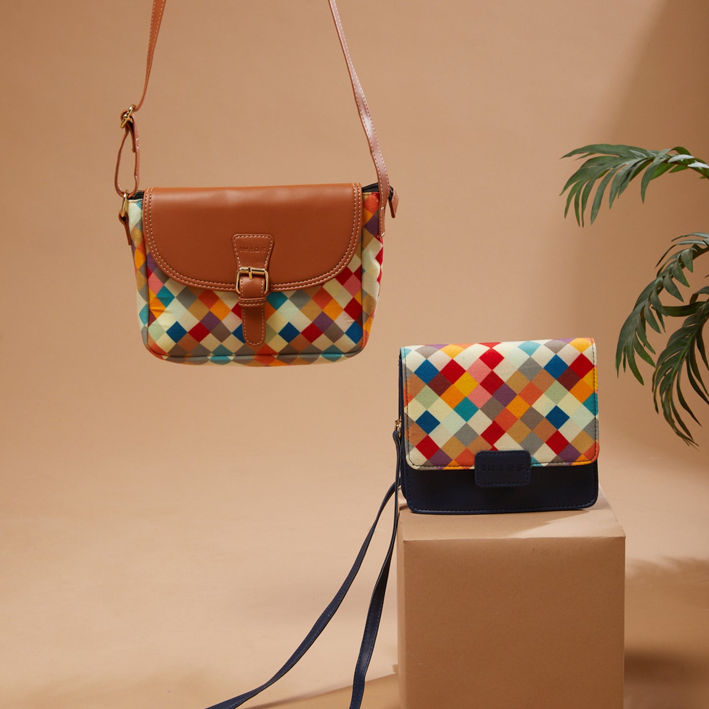 Blue Vegan Leather Sling Bag