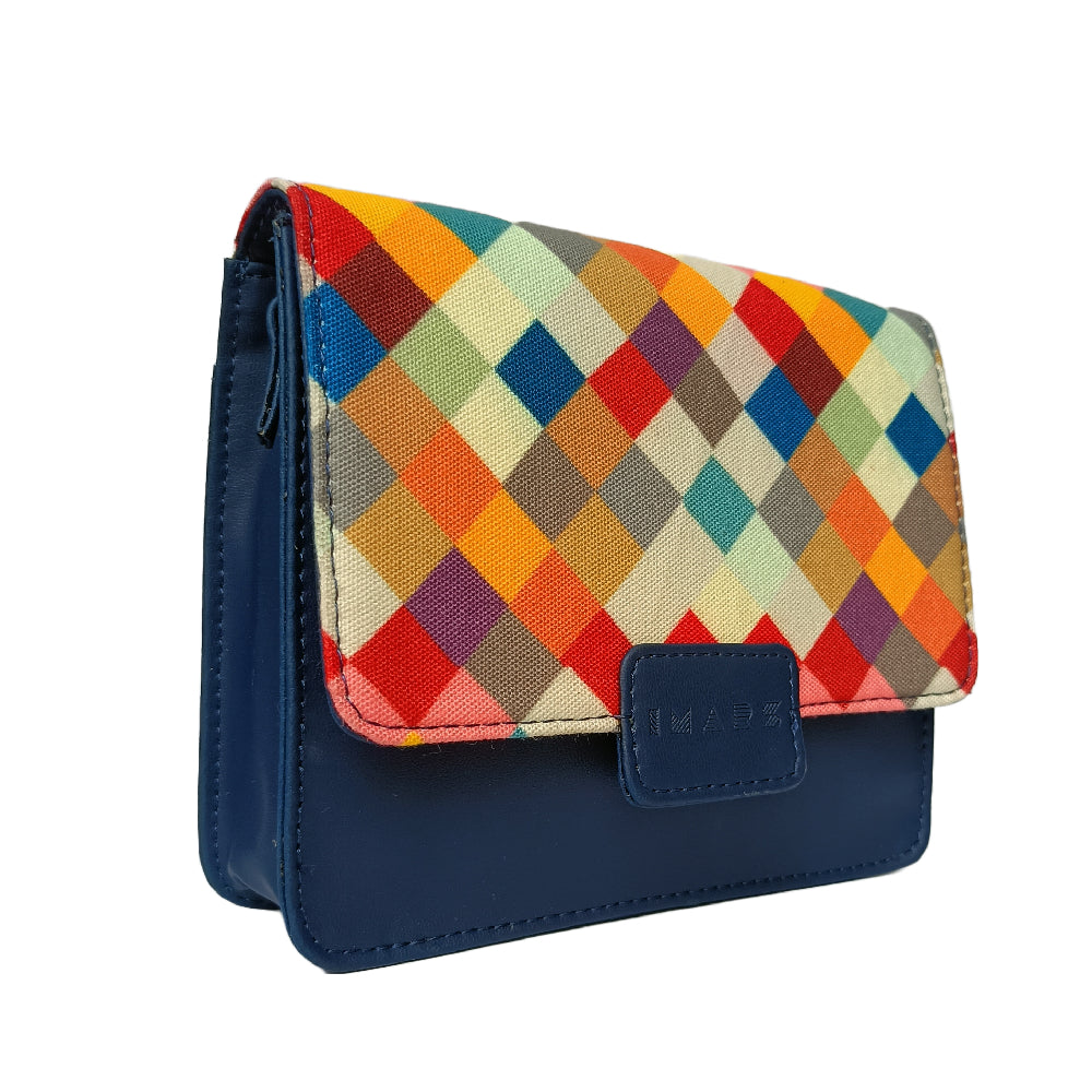 Blue Vegan Leather Sling Bag