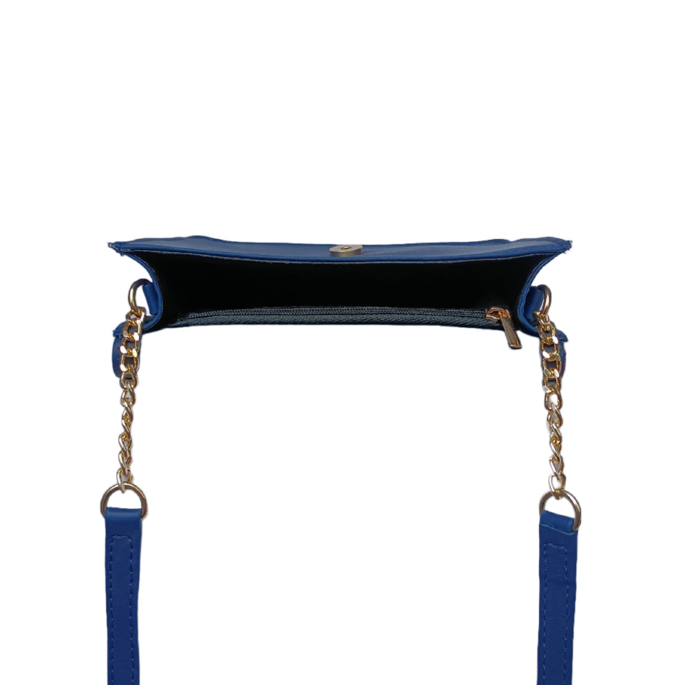 Blue Vegan Leather Sling Bag