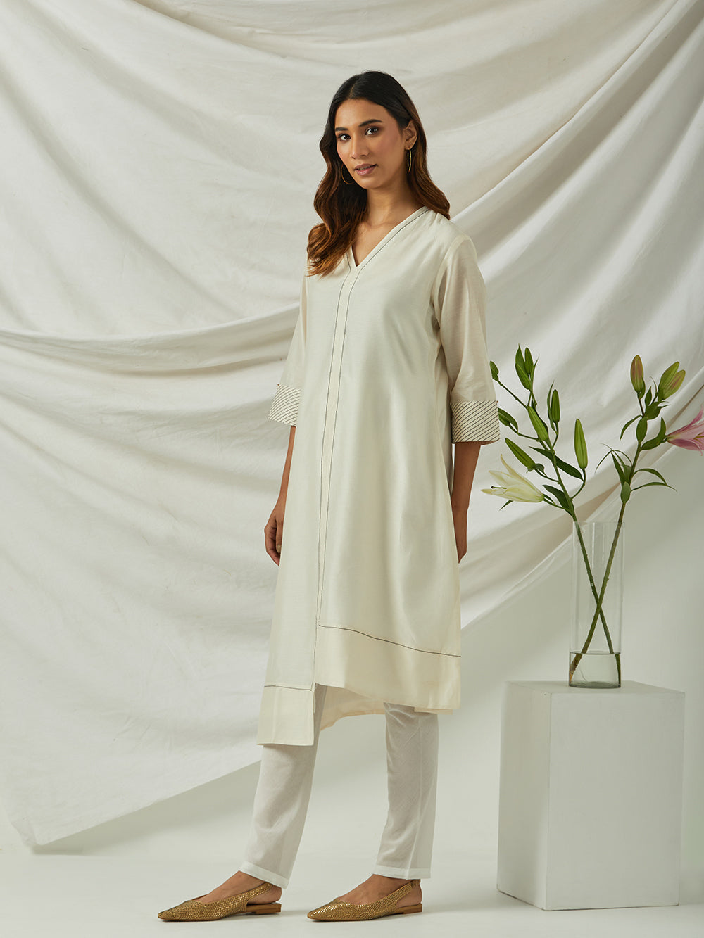 Off White Chanderi Kurta