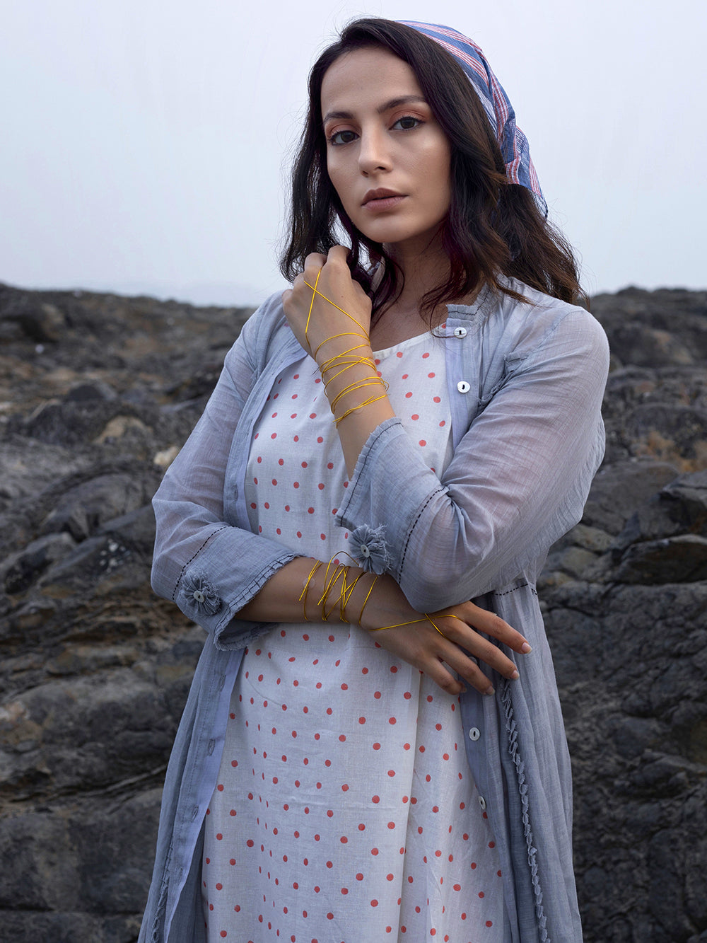 Grey Chanderi Jacket Dress