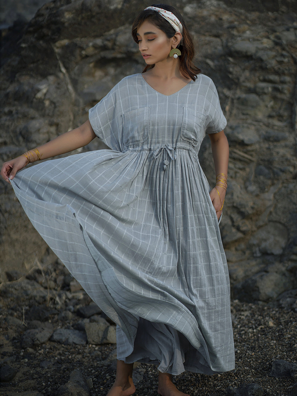 Grey Cotton Maxi Dress cottonchalk Grey Cotton Maxi Dress cottonchalk