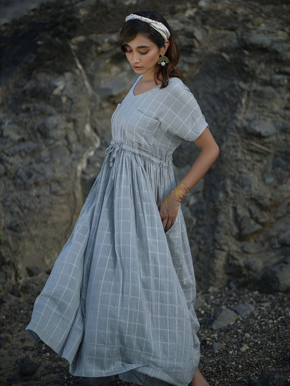 Grey Cotton Maxi Dress