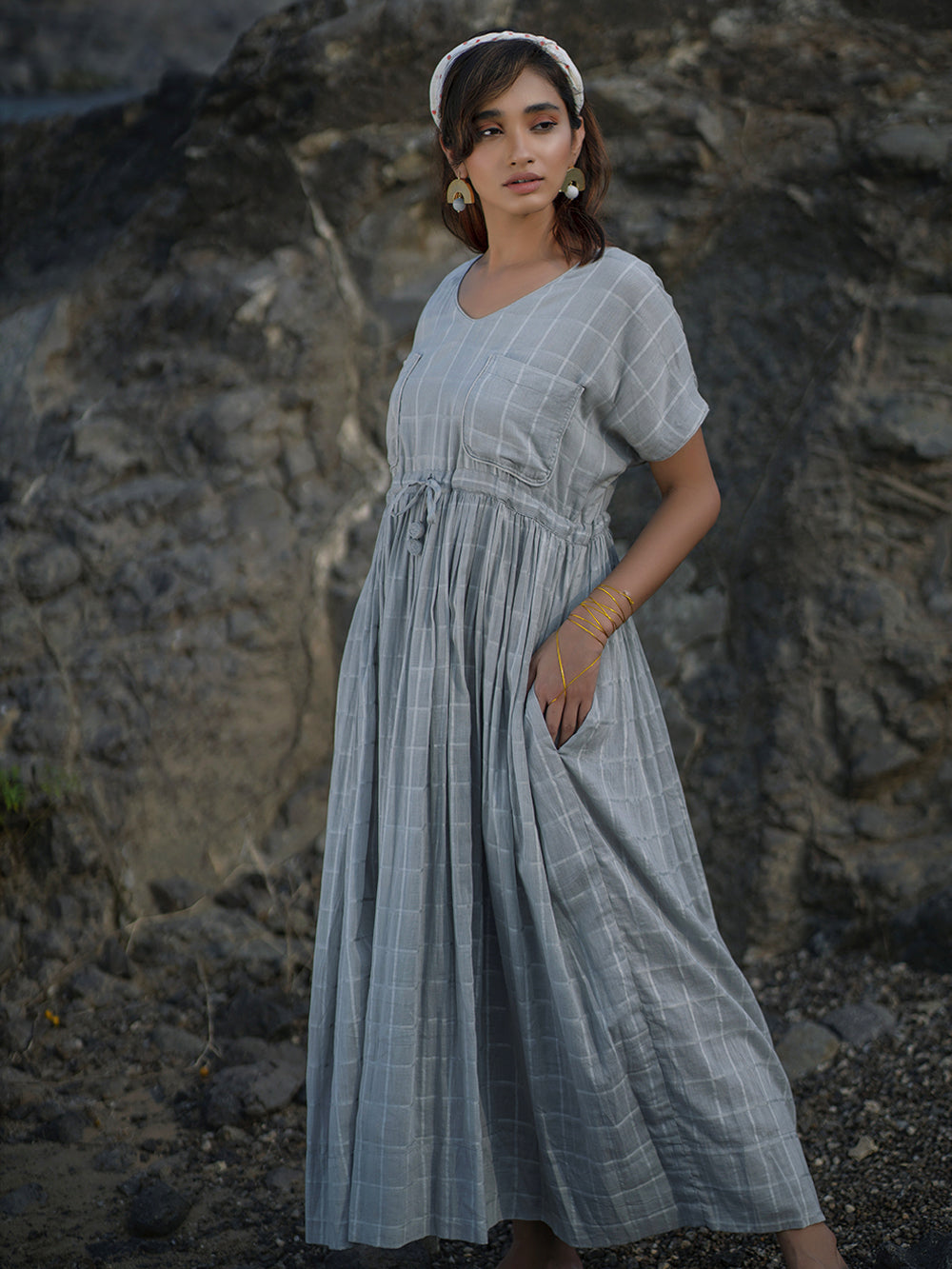 Grey Cotton Maxi Dress