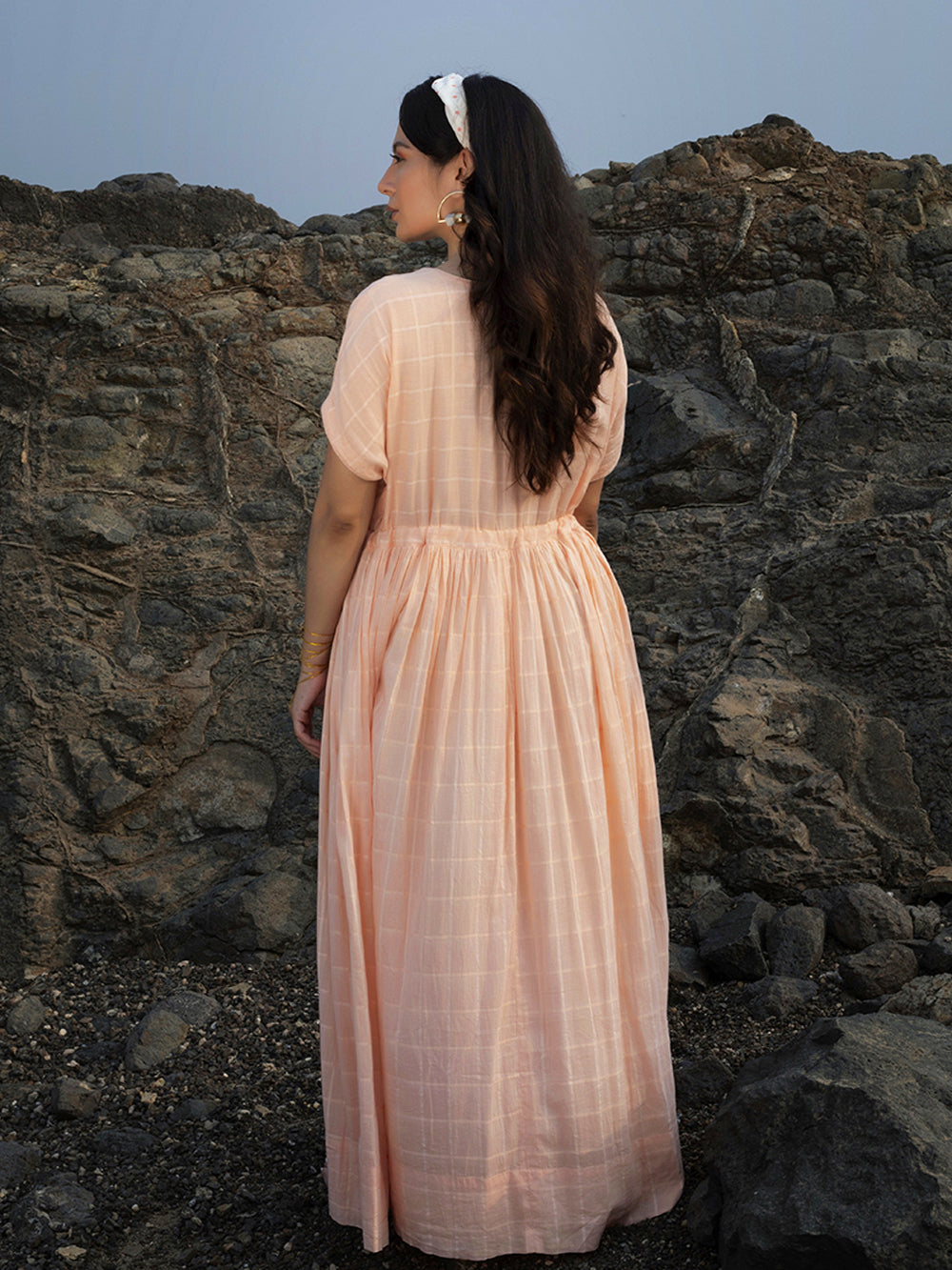 Peach Cotton Maxi Dress