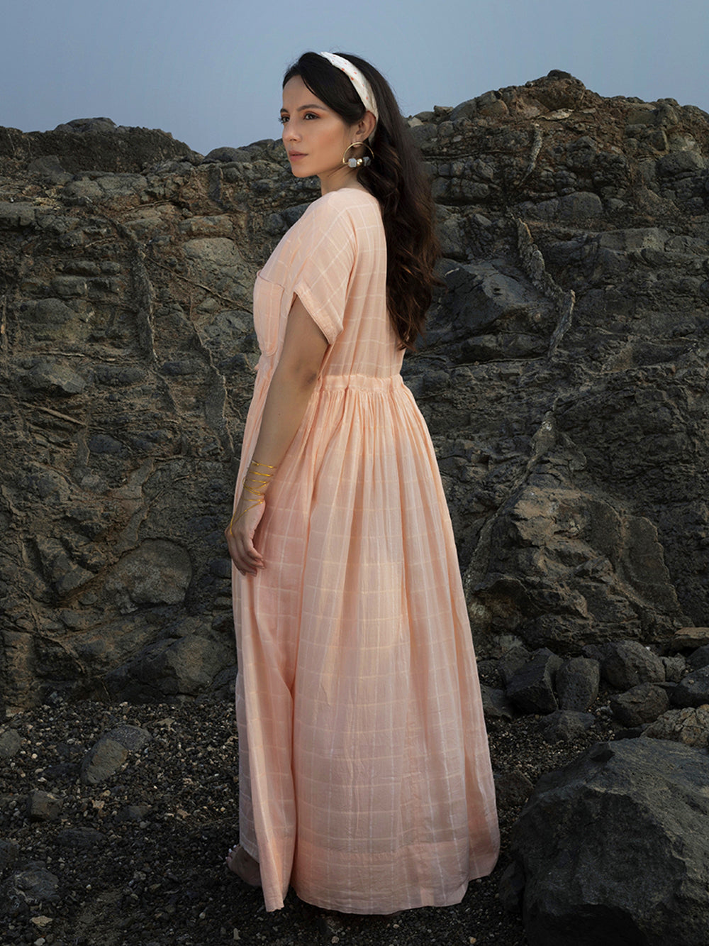 Peach Cotton Maxi Dress