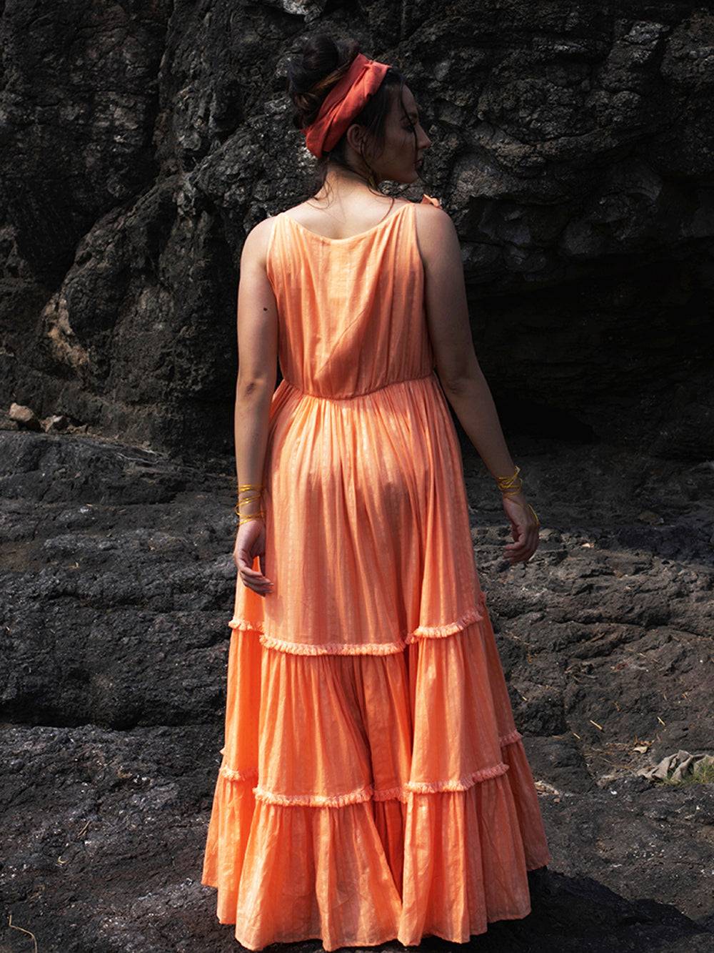 Peach Cotton Maxi Dress