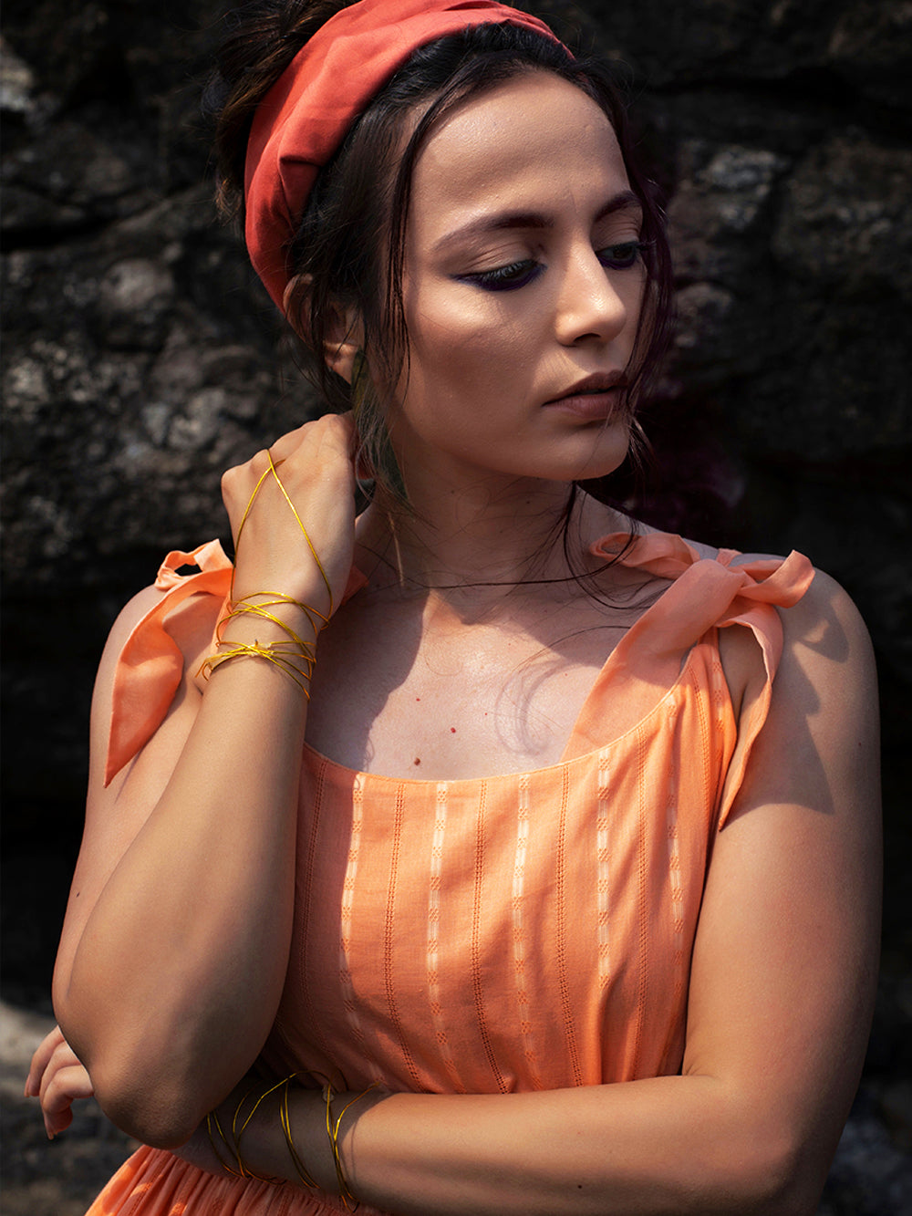 Peach Cotton Maxi Dress