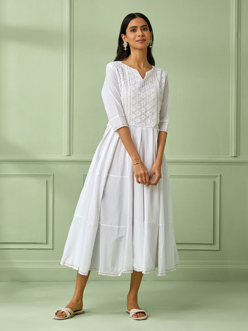 White Cotton Flared Dress cottonchalk White Cotton Flared Dress cottonchalk