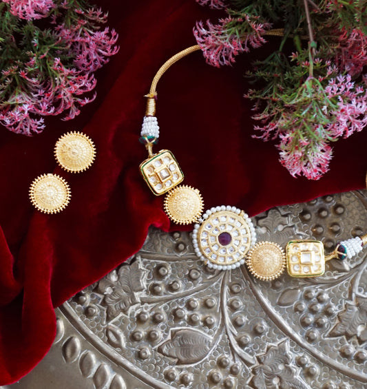 Golden Handcrafted Brass Choker Set