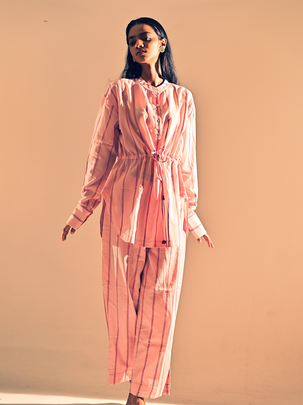 Rust Pink Cotton Mom Fit Pants