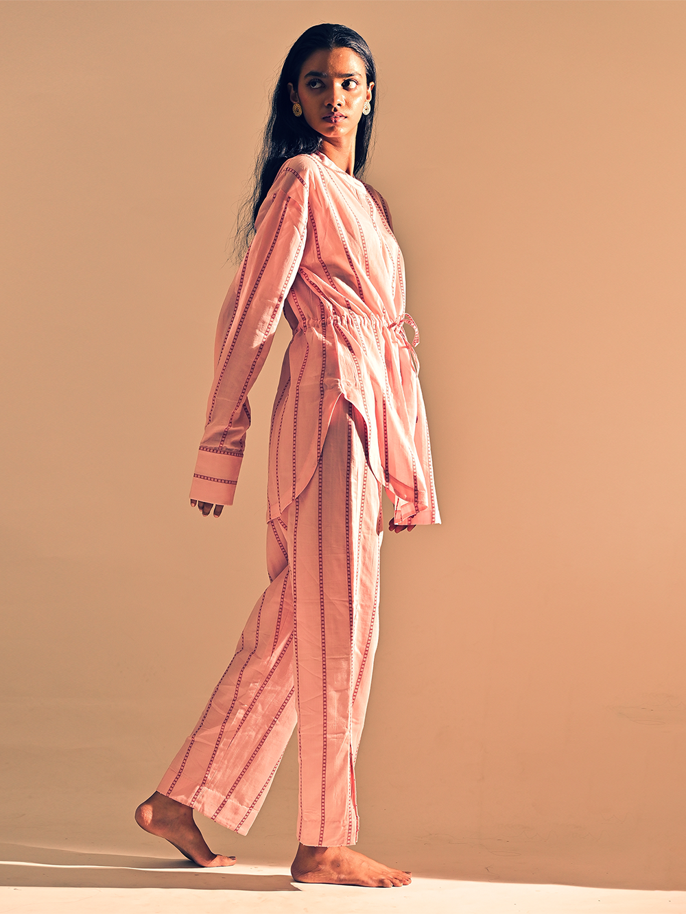 Rust Pink Cotton Mom Fit Pants