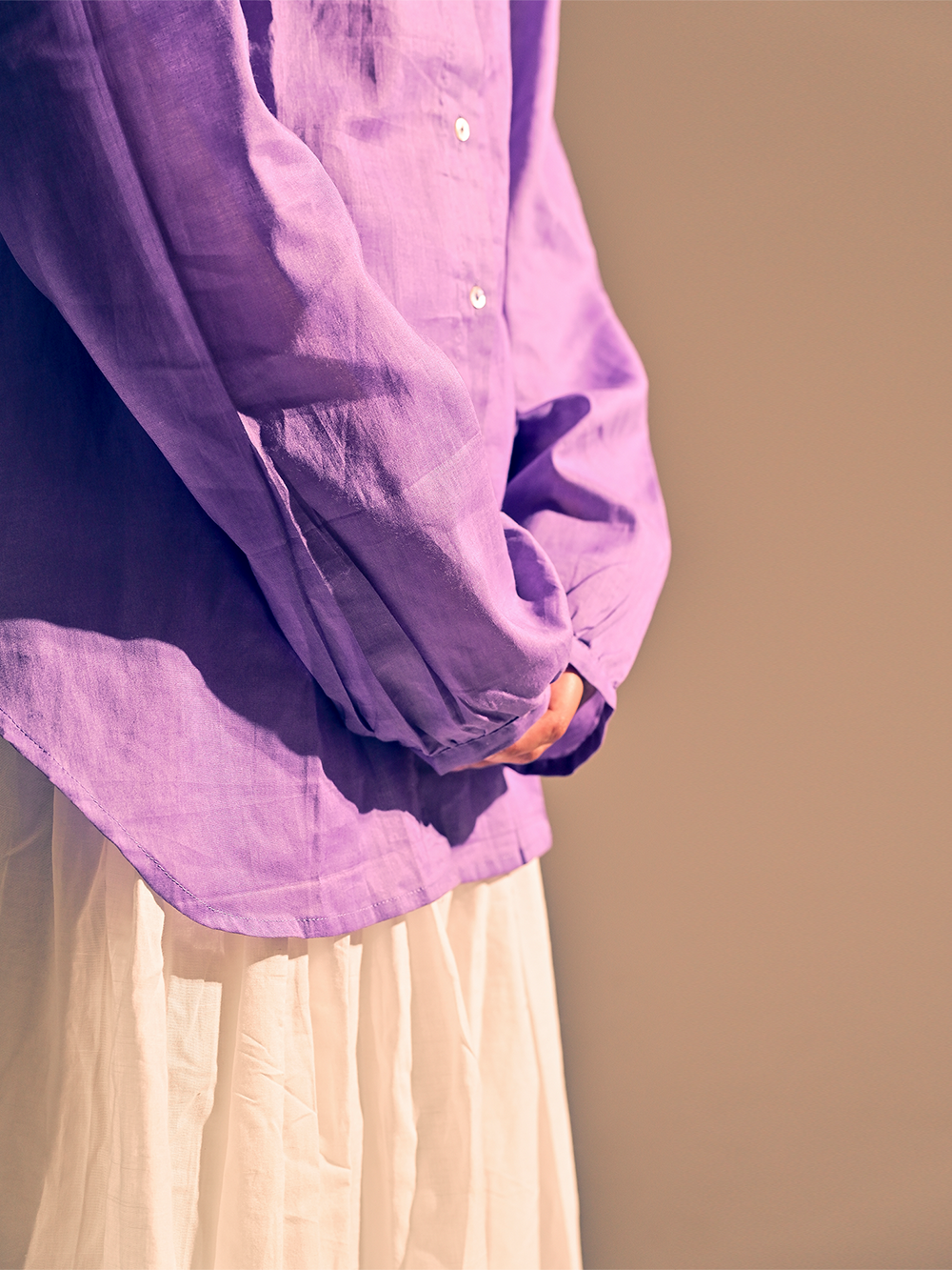 White Lavender Cotton Quartz Flare Skirt