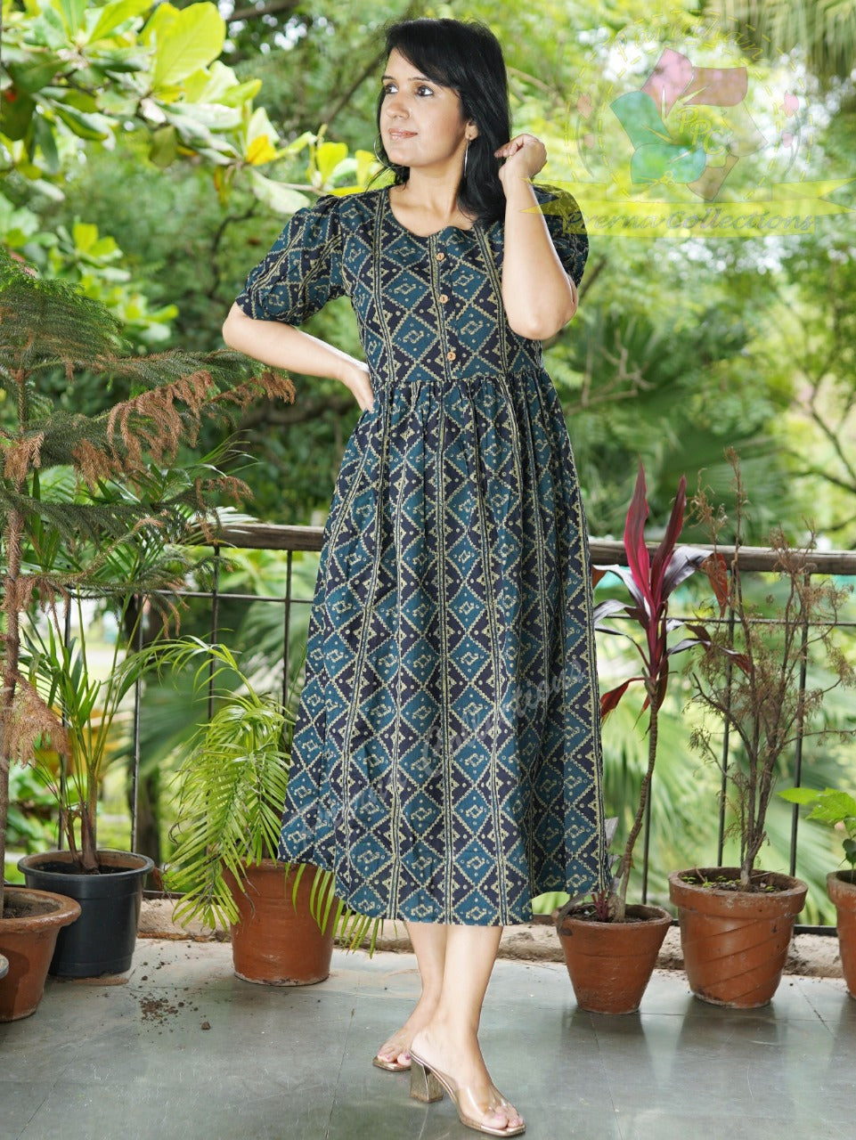 Multi Color Ajarakh Printed Cotton Dress