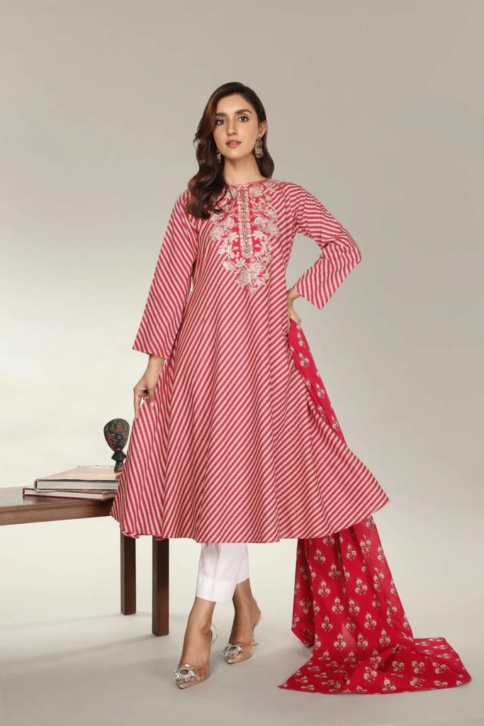 Red Block Printed Dupatta