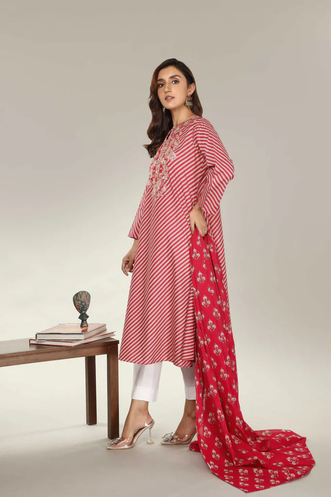 Red Block Printed Dupatta