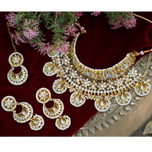 Golden Handcrafted Brass Choker Set