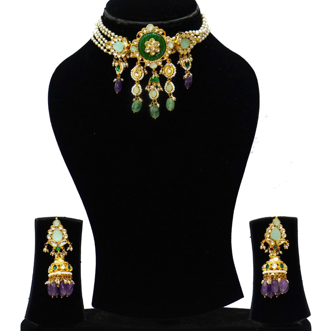 Multicolor Handcrafted Brass Necklace Set