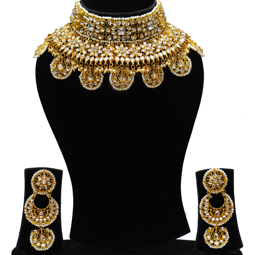Golden Handcrafted Brass Choker Set