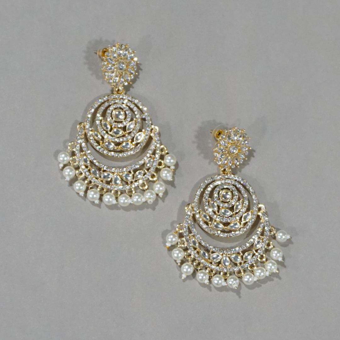 White Pearls Handcrafted Chandbali Earrings