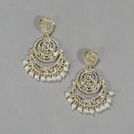 White Pearls Handcrafted Chandbali Earrings