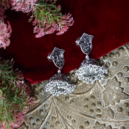 Silver Toned Handcrafted Metal Jhumkies