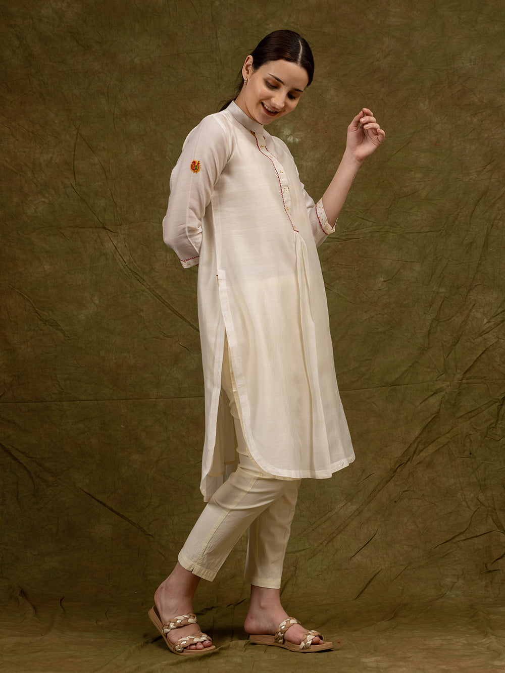 Off White Chanderi Kurta