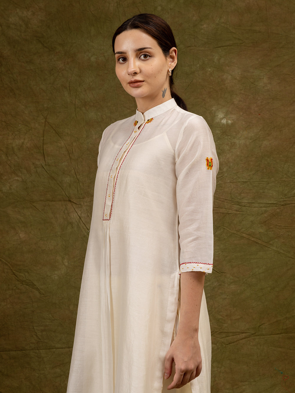 Off White Chanderi Kurta