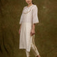 Off White Embroidered Chanderi Kurta