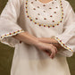 Off White Embroidered Chanderi Kurta