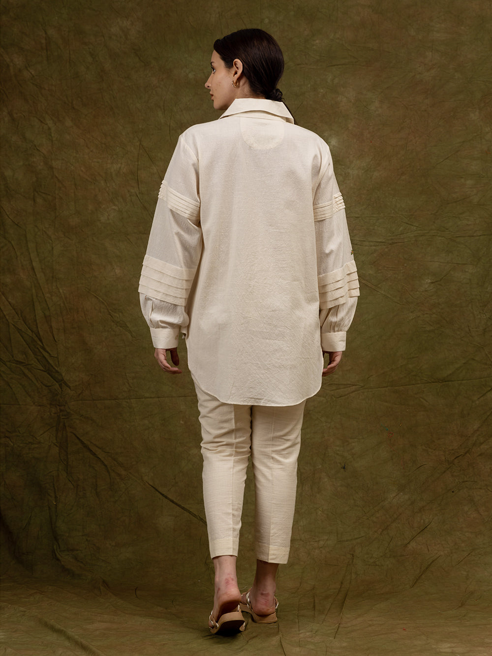 Off White Embroidered Khadi Cotton shirt