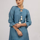 Teal Blue Maheshwari silk Dress