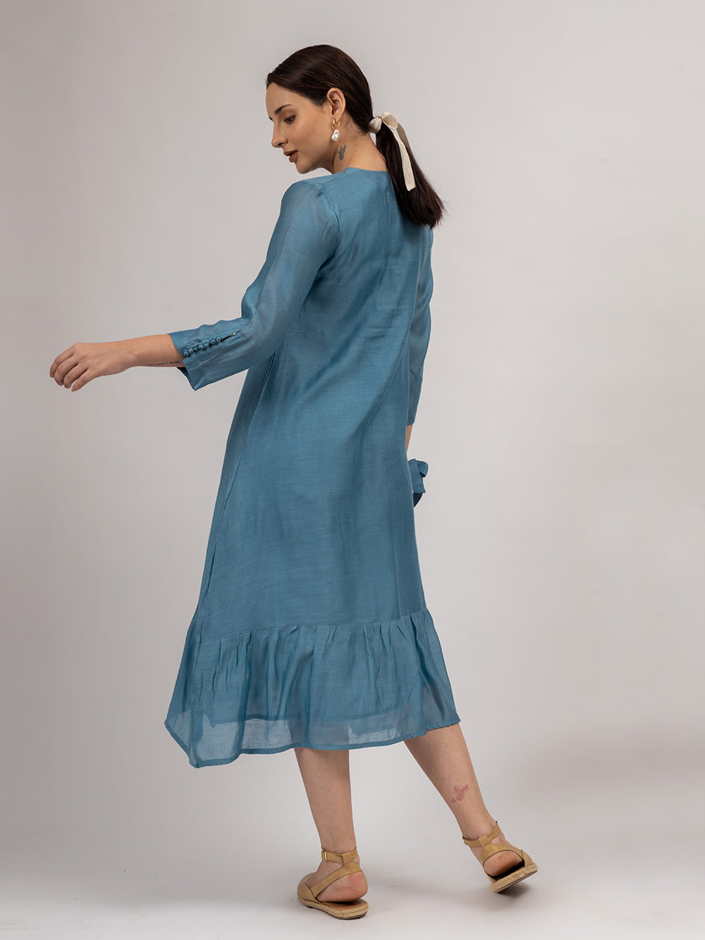 Teal Blue Maheshwari silk Kurta