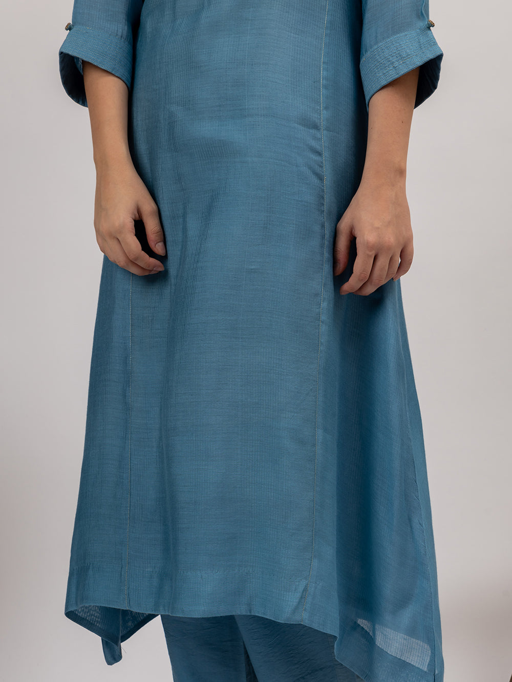 Teal Blue Maheshwari Silk Kurta