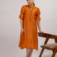 Rust Orange Embroidered Maheshwari silk Kurta