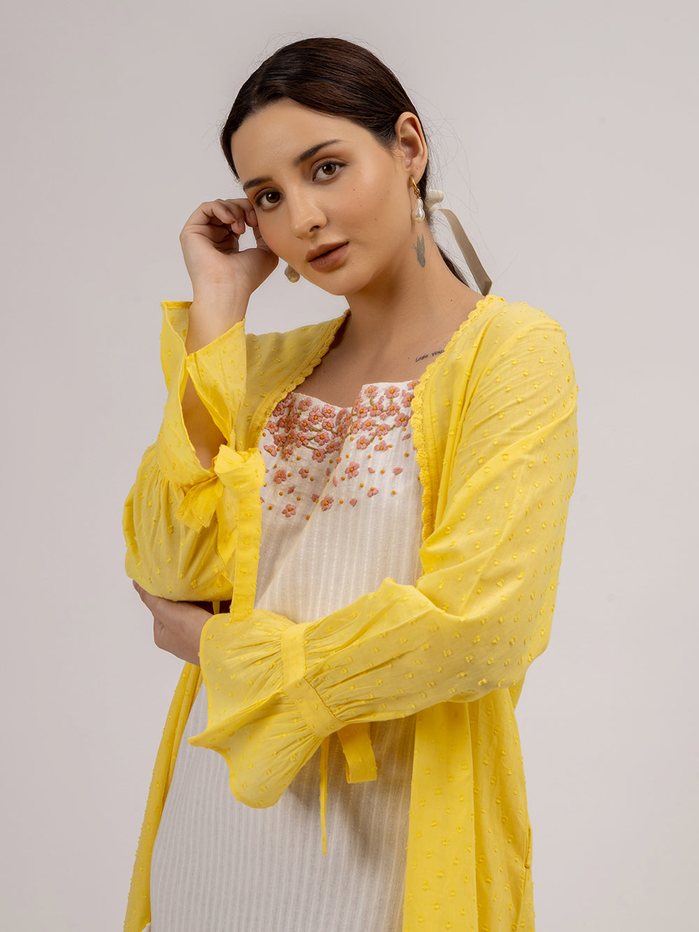 Yellow Cotton Dobby Jacket