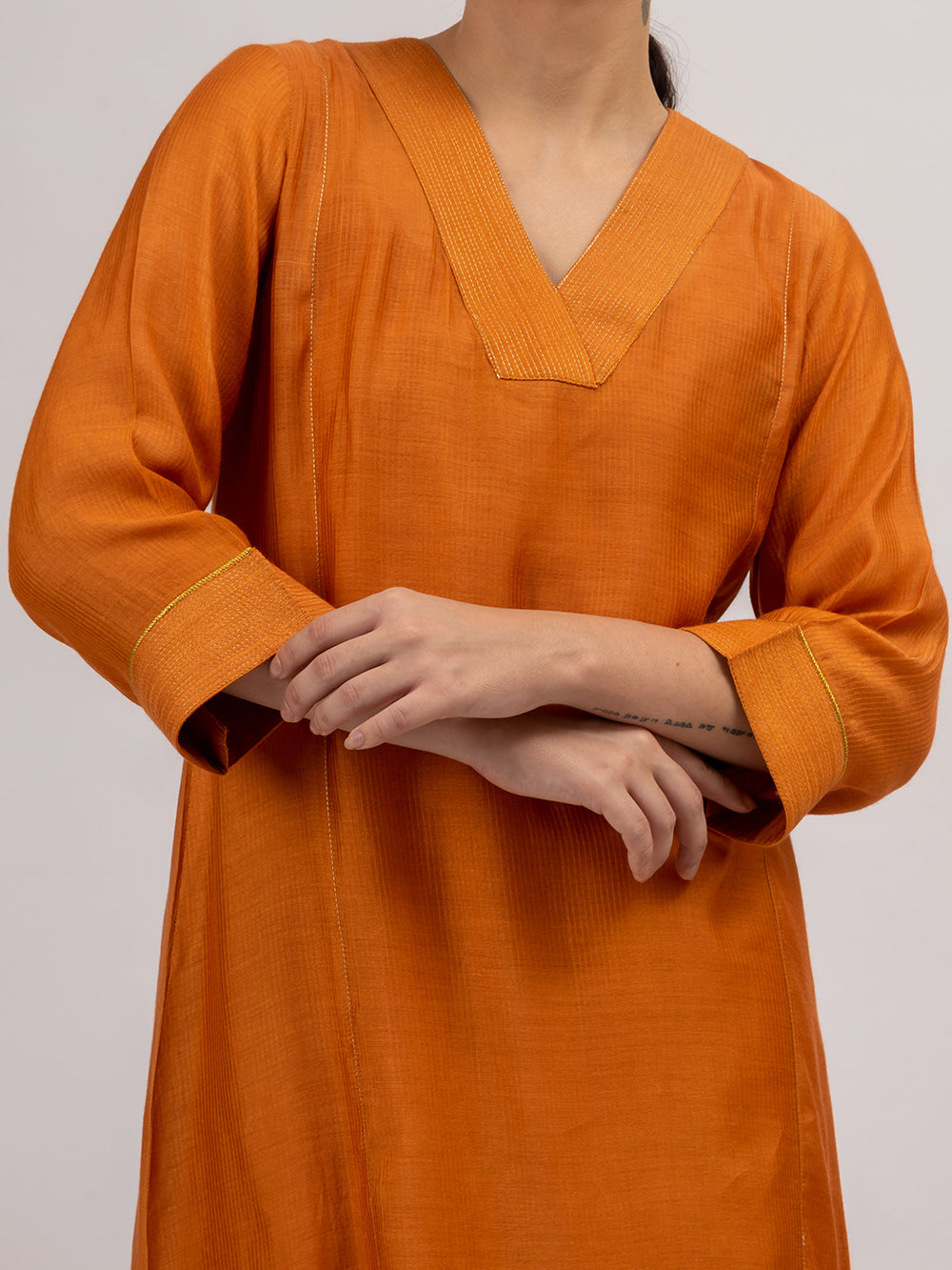 Rust Maheshwari Silk Kurta