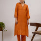 Rust Maheshwari silk Kurta