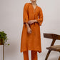 Rust Maheshwari silk Kurta